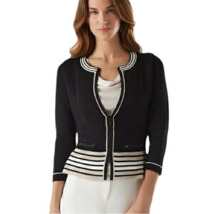 ♟️ Vintage White House Black Market Milano Stripe Cardigan Jacket